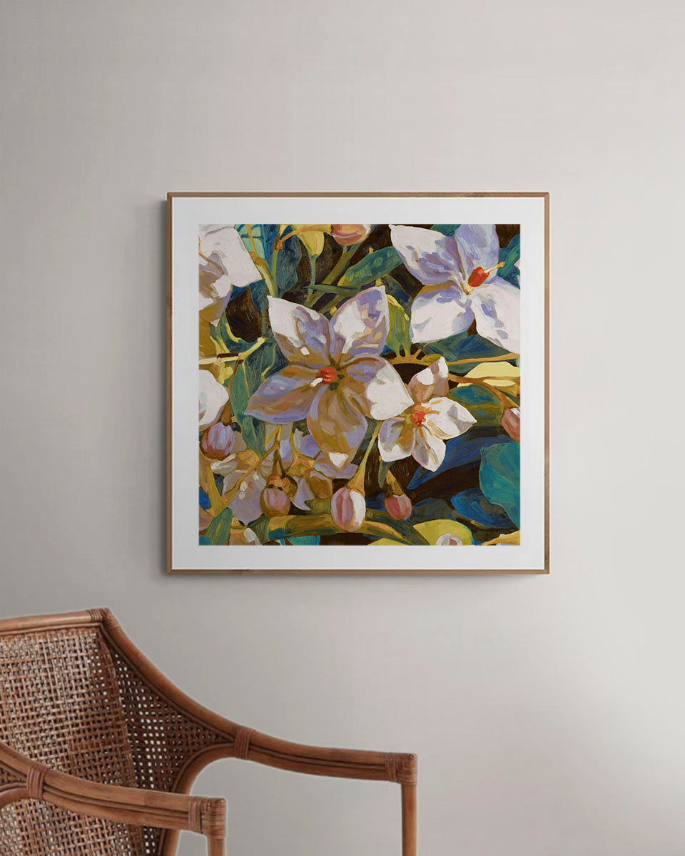 Amira Gold Fine Art Print on Paper - Square - Botanical Wall Art | Bowerbird Collections