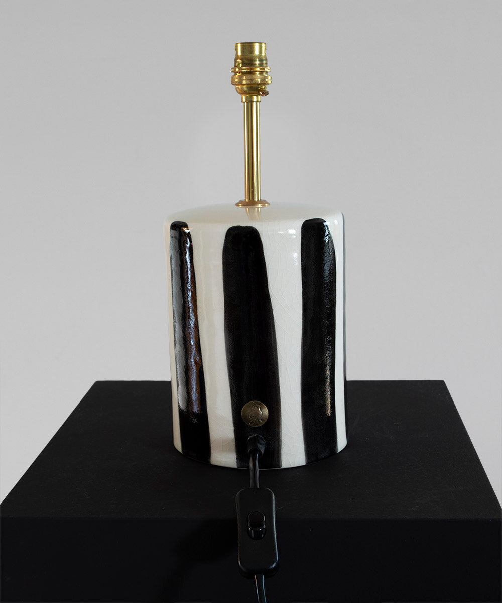 Handcrafted Black & White Stripe Glow Ceramic Lamp Base