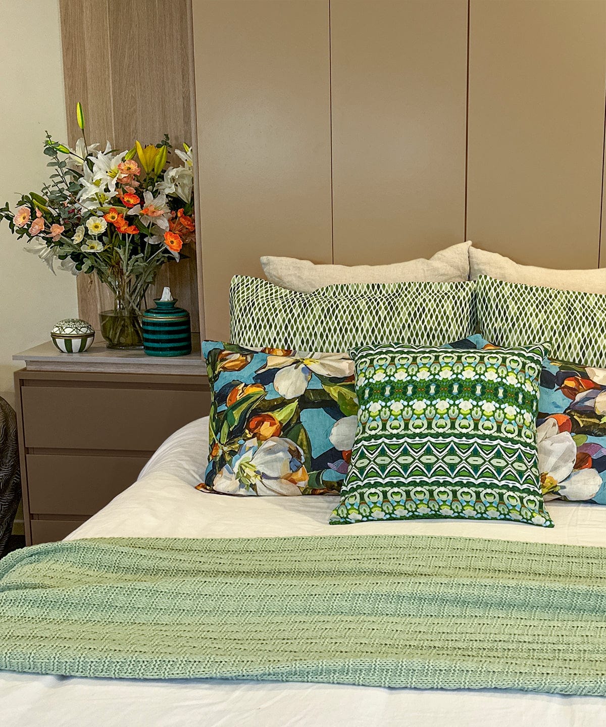 Blossom Aqua Pillow Cover Bowerbird Collections