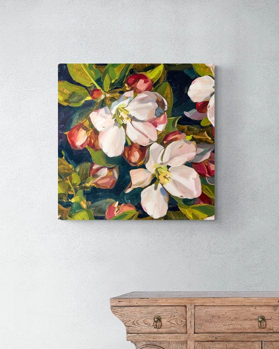 Blossom Navy Fine Art Print on Canvas Square / 30 x 30cm / Roll Bowerbird Collections