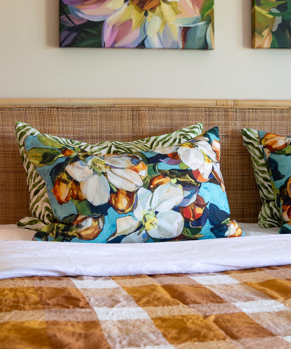 Blossom Aqua Pillow Cover Bowerbird Collections
