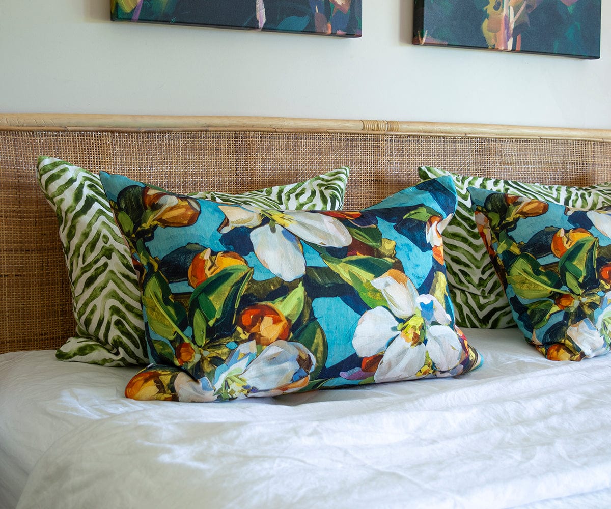 Blossom Aqua Pillow Cover Bowerbird Collections