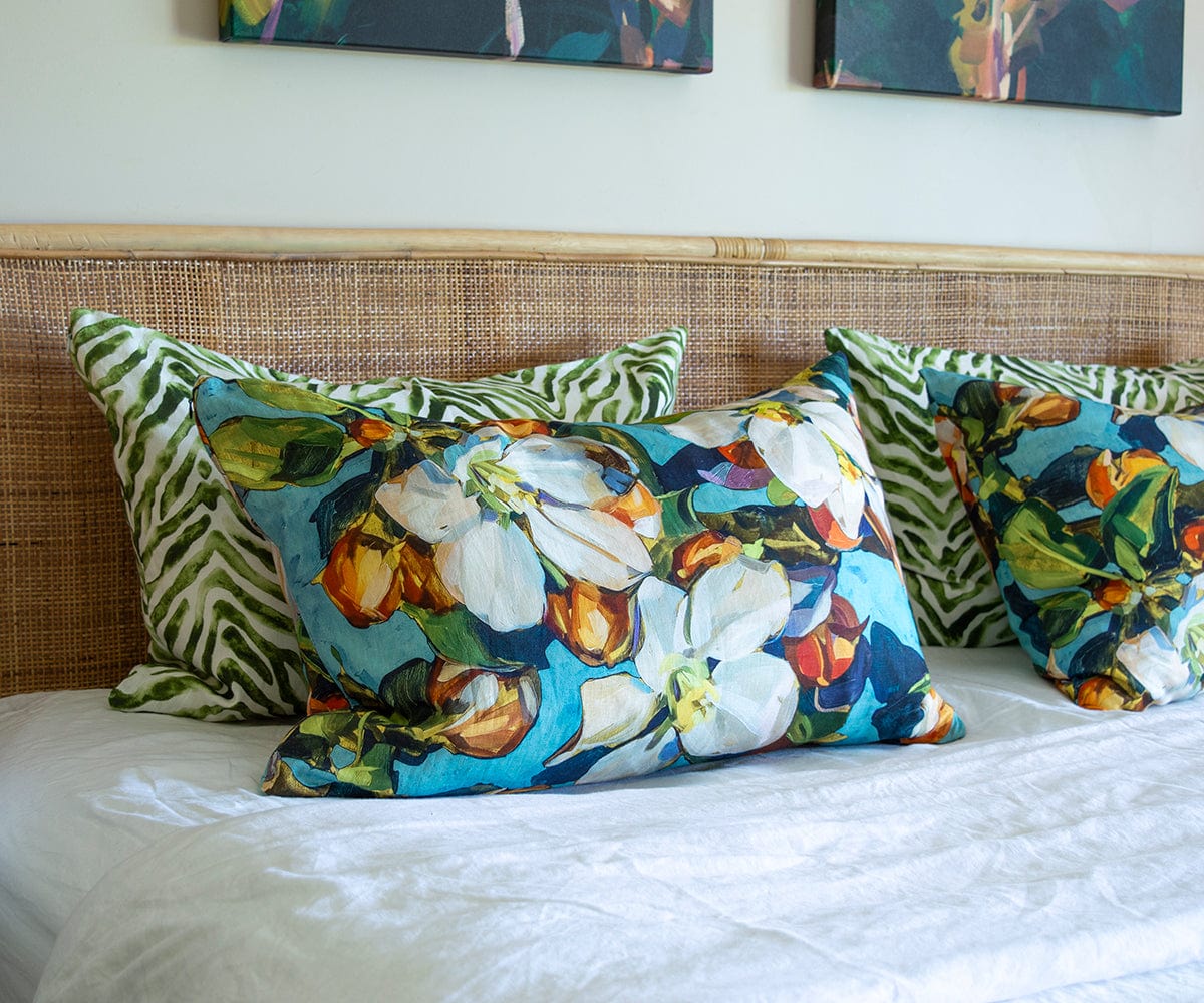 Blossom Aqua Pillow Cover Bowerbird Collections