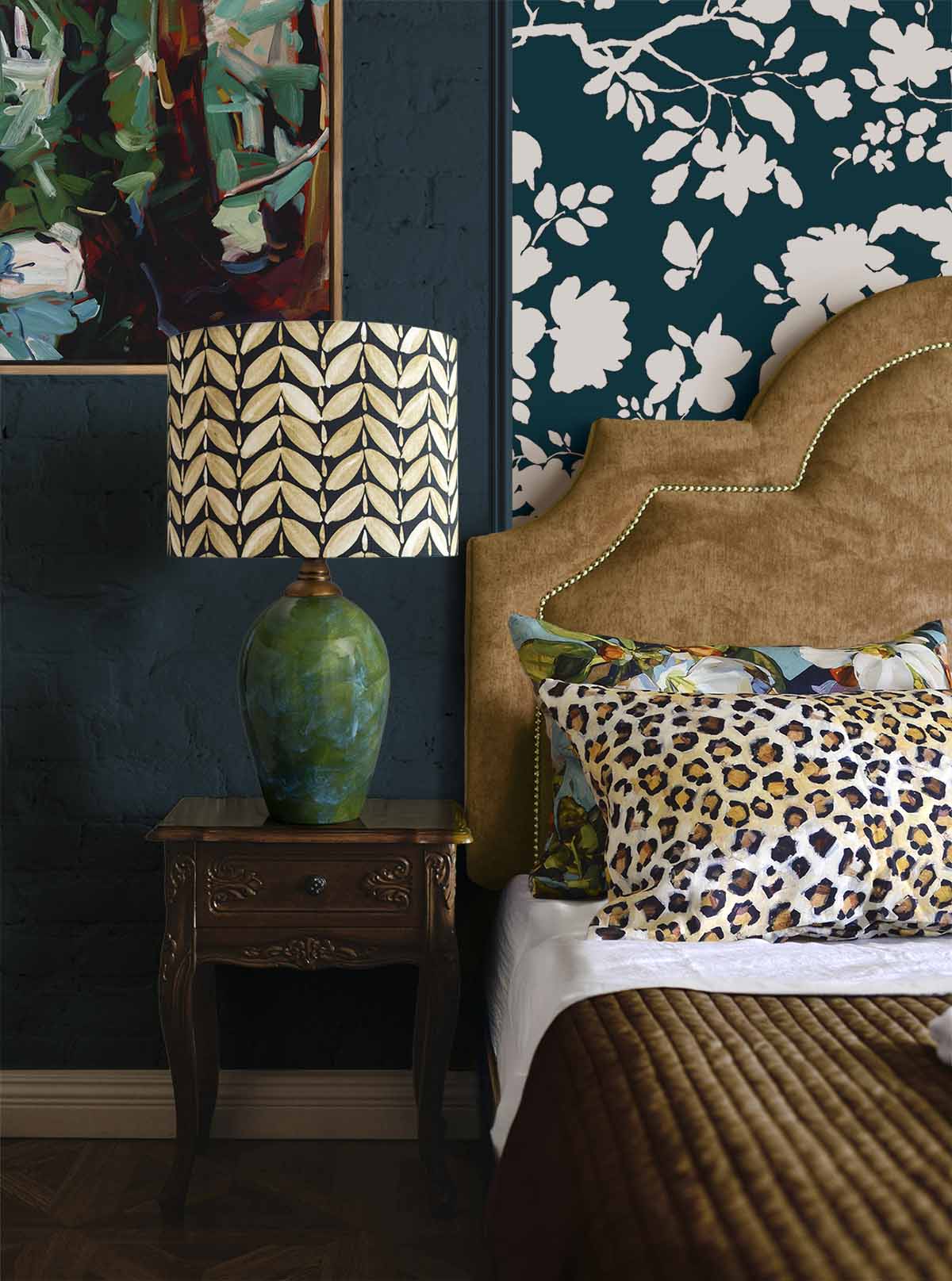 Leaf Black & Gold Lampshade – Neutral Geometric Botanical Lighting | Bowerbird Collections