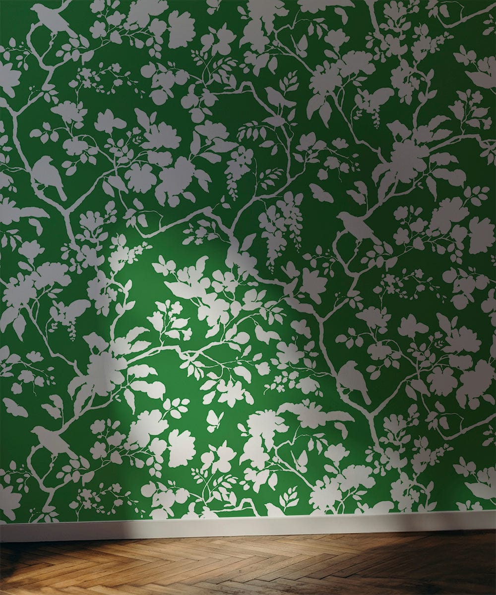 Chinoiserie Cutout Wallpaper A Roll / Green Bowerbird Collections