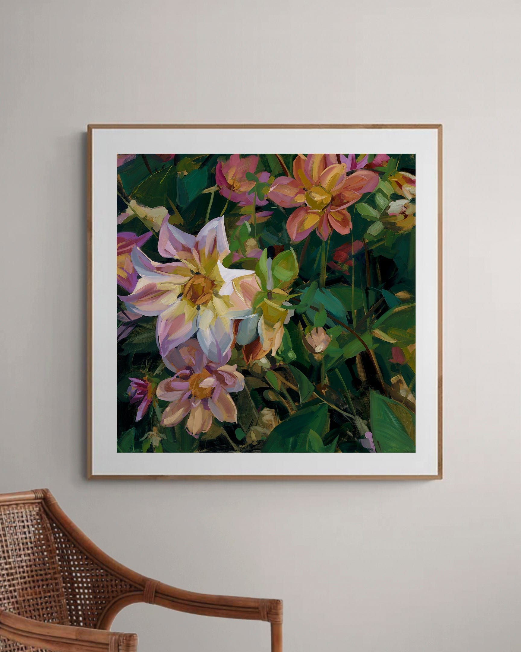 Dahlias Fine Art Print on Paper 30 x 30cm / Paper Bowerbird Collections