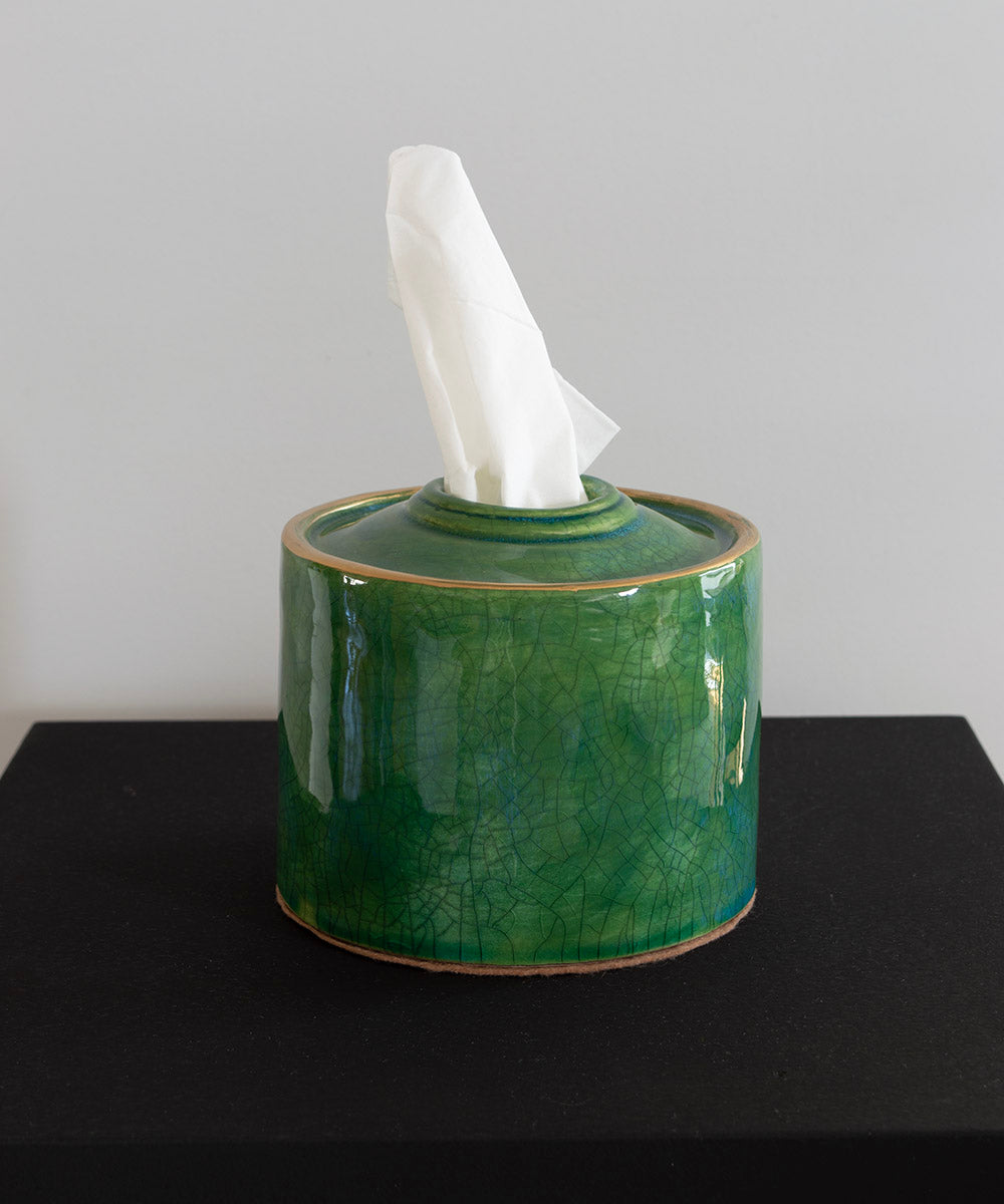 Forest Green Handcrafted Ceramic Tissue Holder | Bowerbird Collections