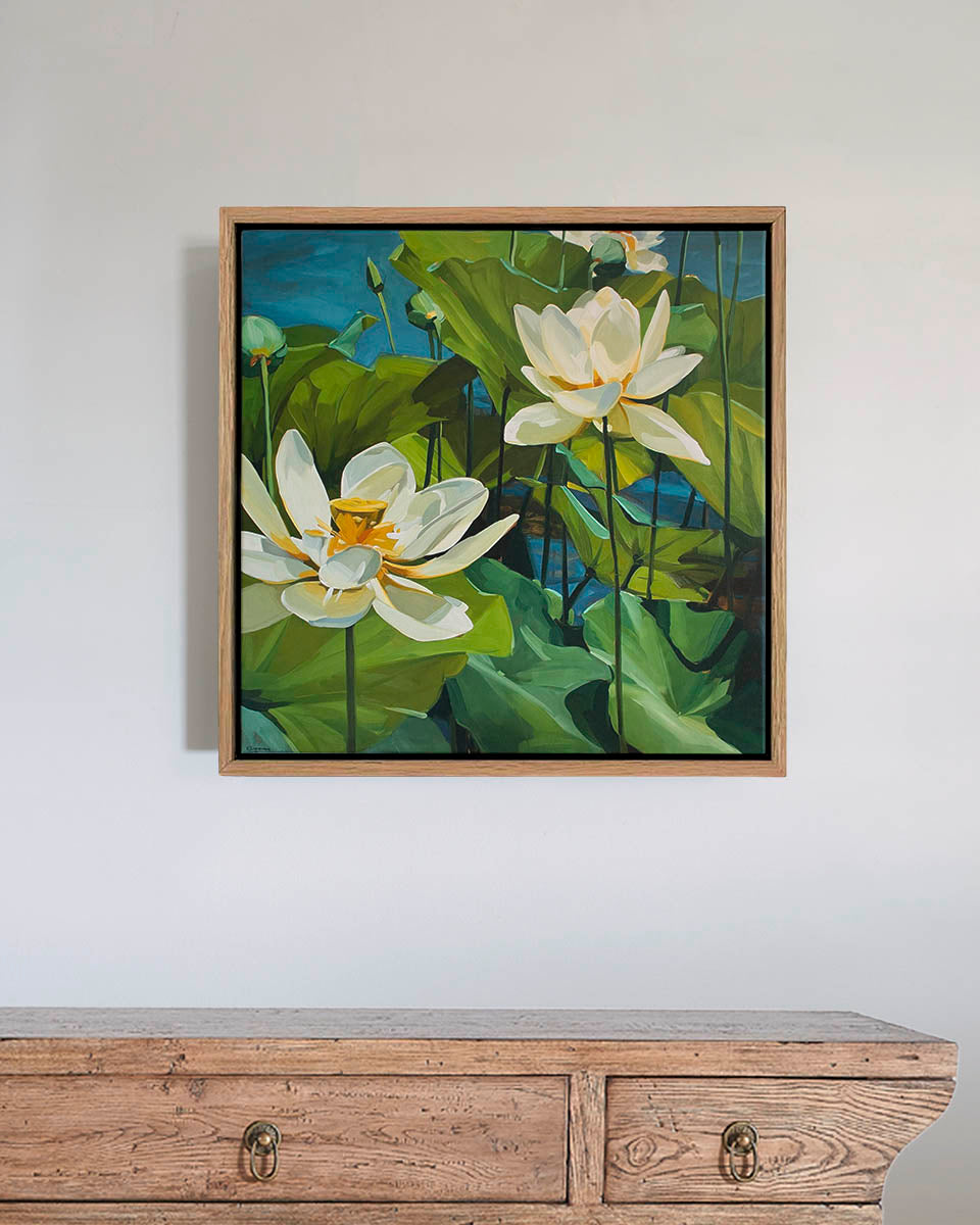 Lotus Fine Art Print on Canvas – Square - Tranquil Botanical Wall Art | Bowerbird Collections