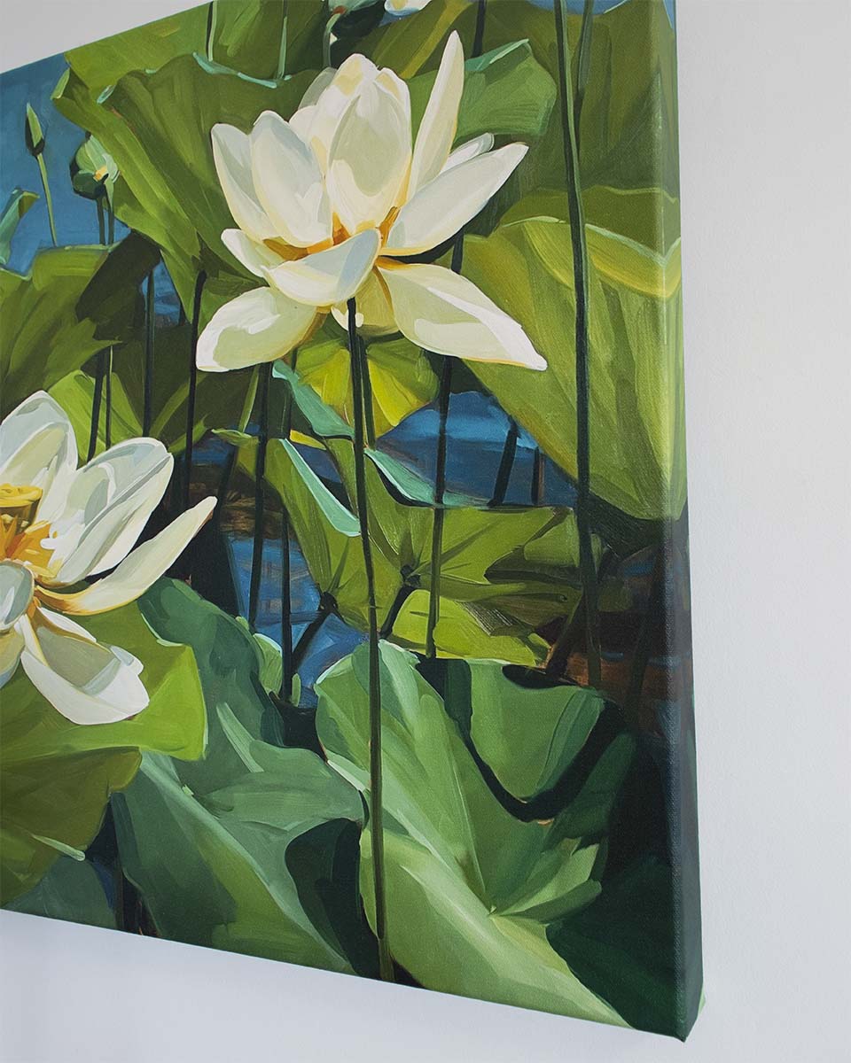 Lotus Fine Art Print on Canvas – Square - Tranquil Botanical Wall Art | Bowerbird Collections