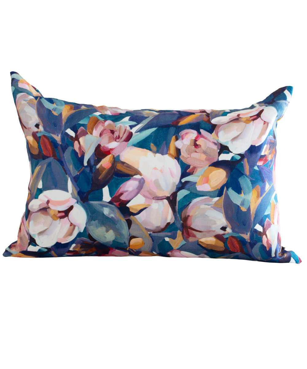Magnolia Blue Pillow Cover 100% Linen | Bowerbird Collections