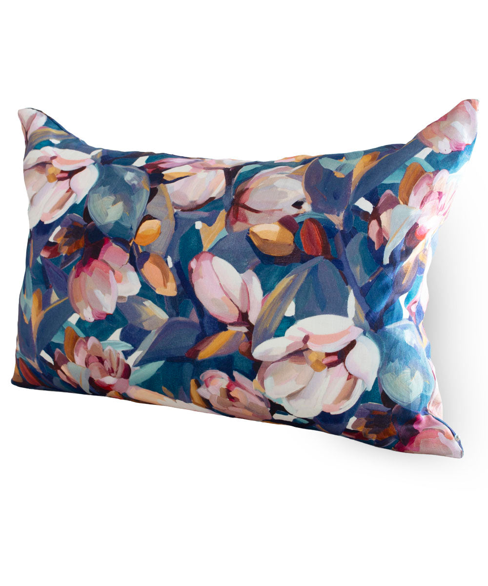 Magnolia Blue Pillow Cover 100% Linen | Bowerbird Collections