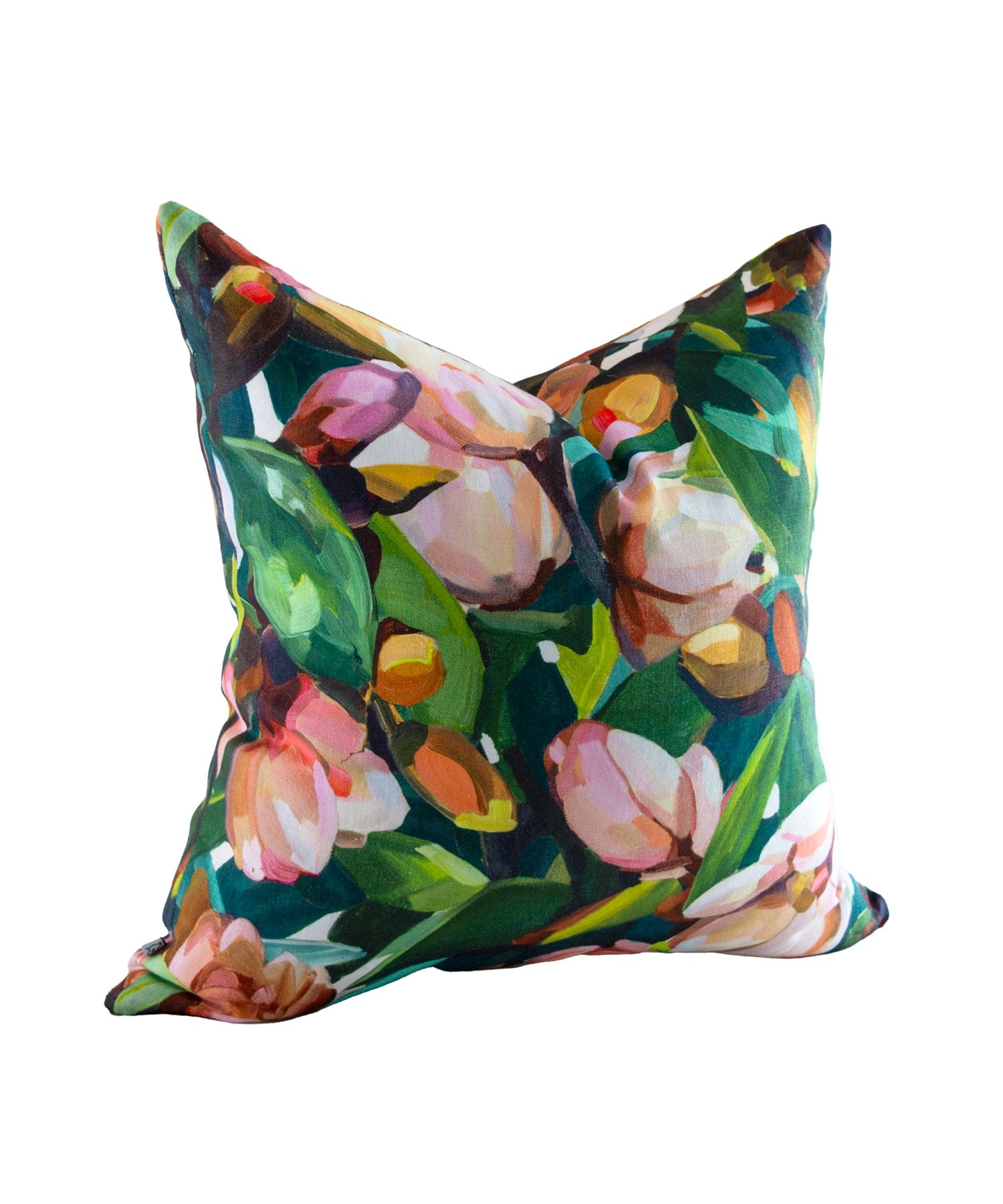 Magnolia Orange and Green Cushion Cover Bowerbird Collections