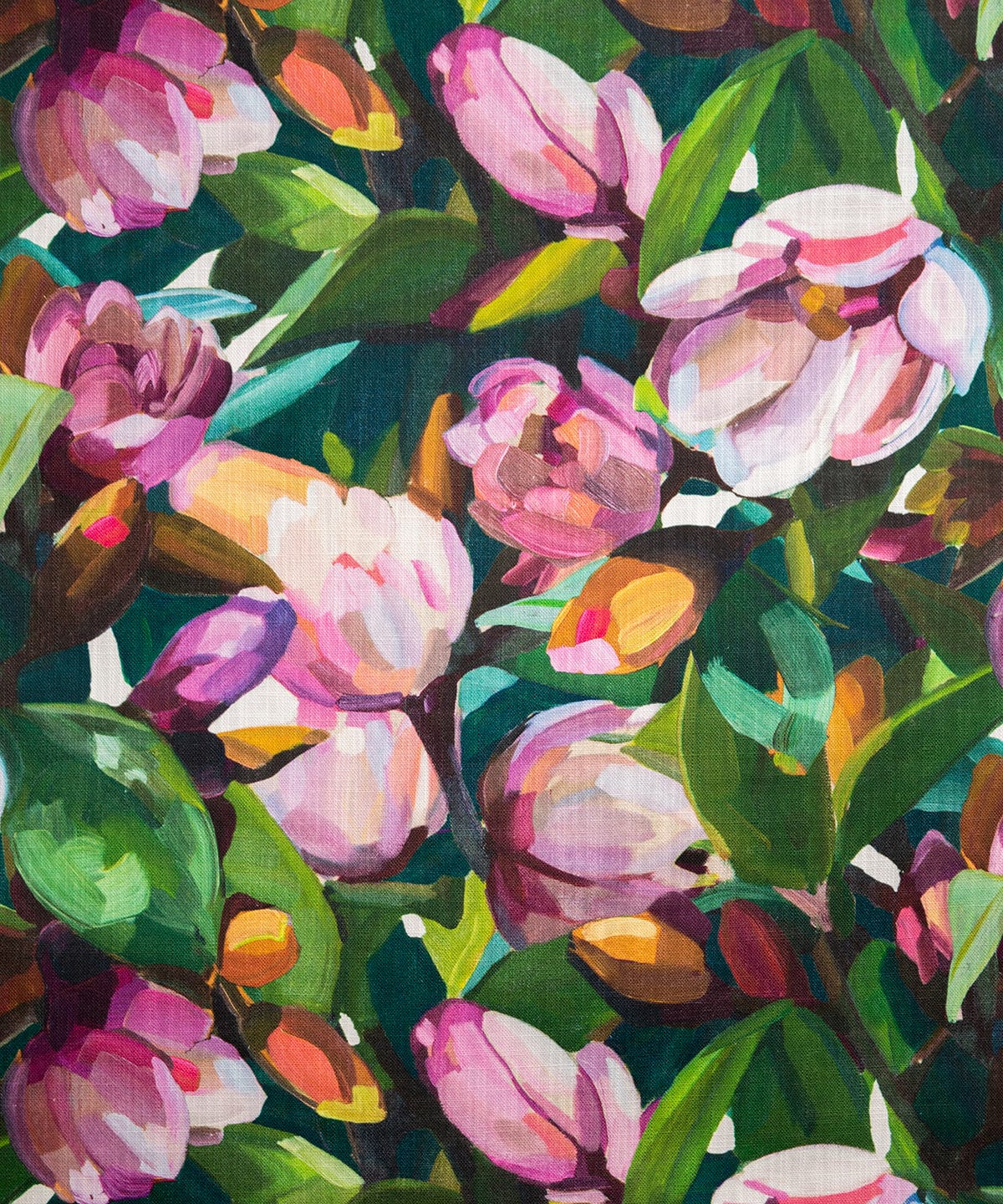 Magnolia Pink and Green Fabric Bowerbird Collections
