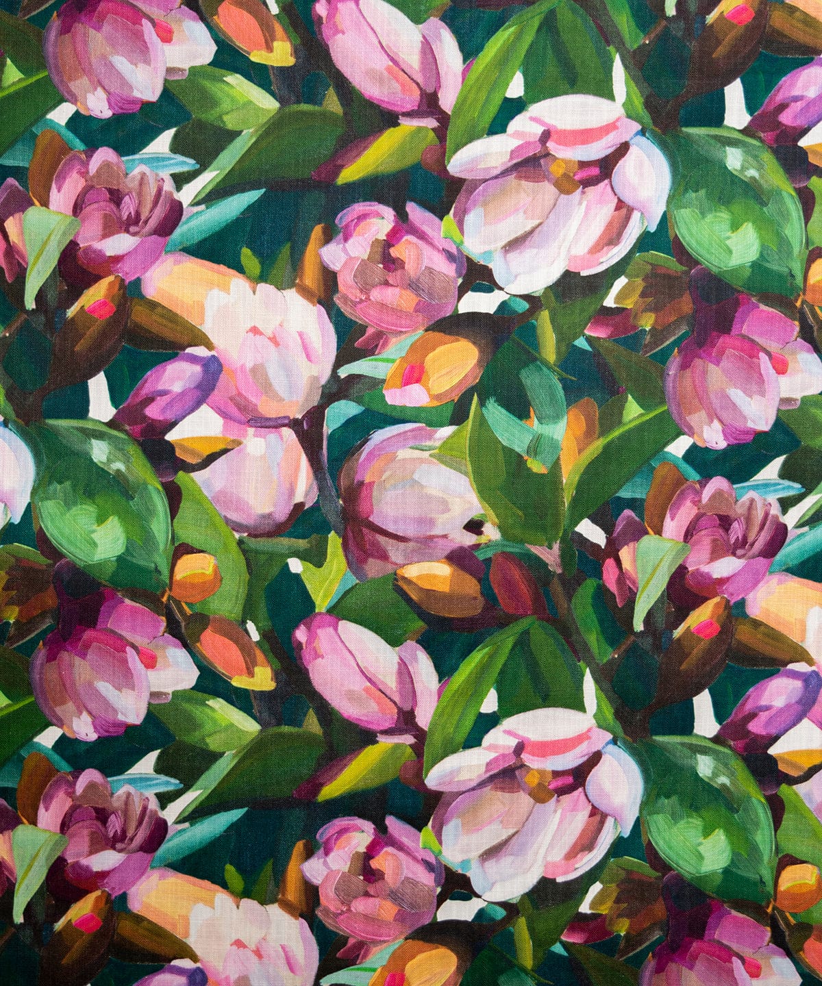 Magnolia Pink and Green Fabric Bowerbird Collections