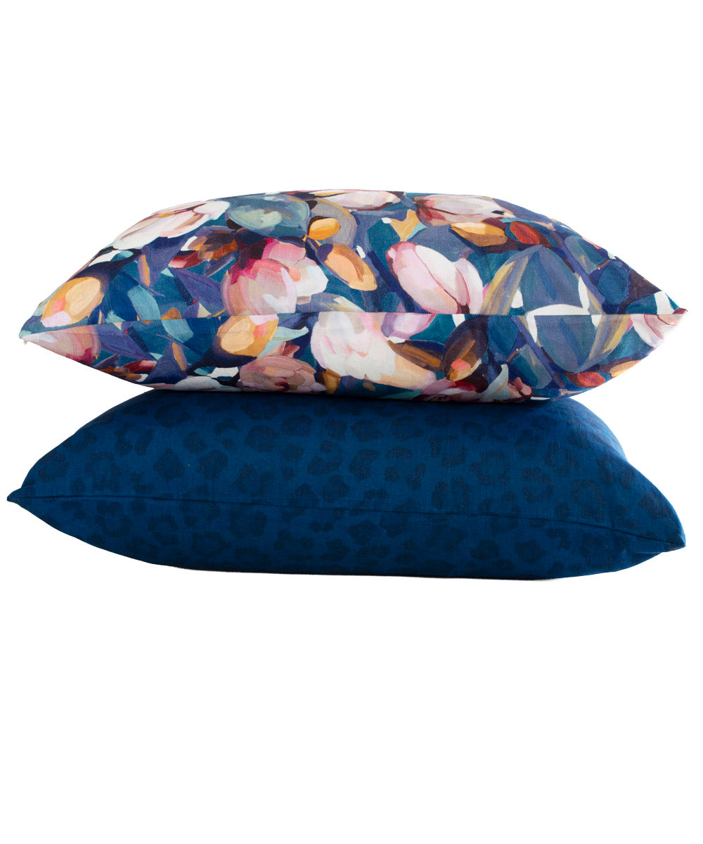 Magnolia Blue Pillow Cover 100% Linen | Bowerbird Collections