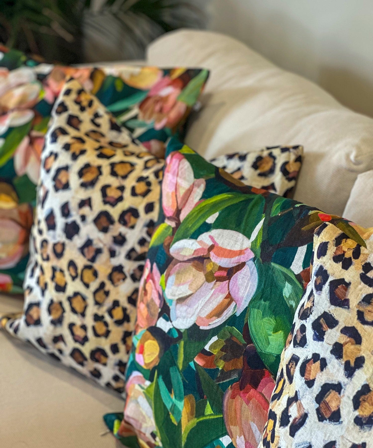 Magnolia Orange and Green Cushion Cover Bowerbird Collections