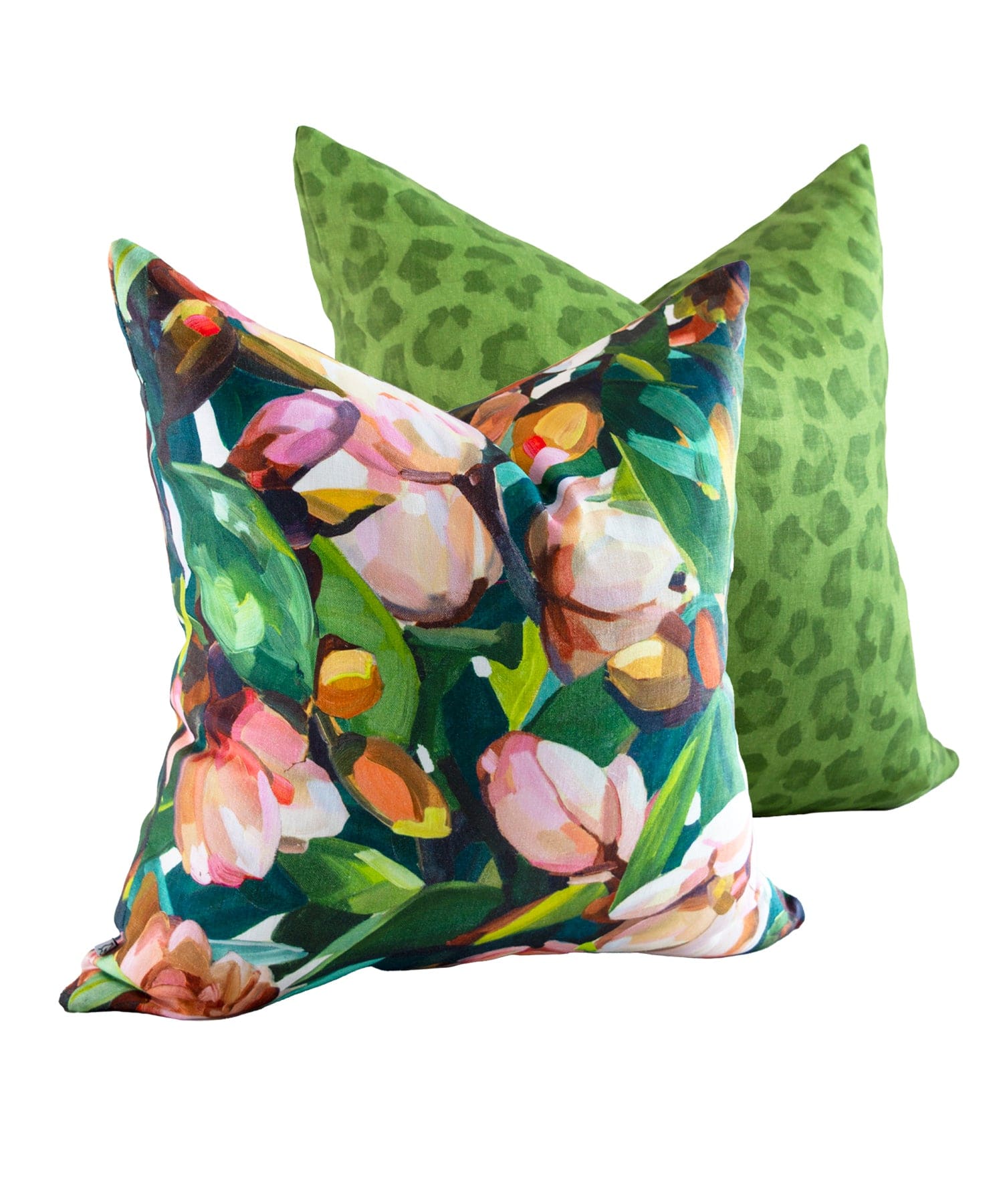 Magnolia Orange and Green Cushion Cover Bowerbird Collections