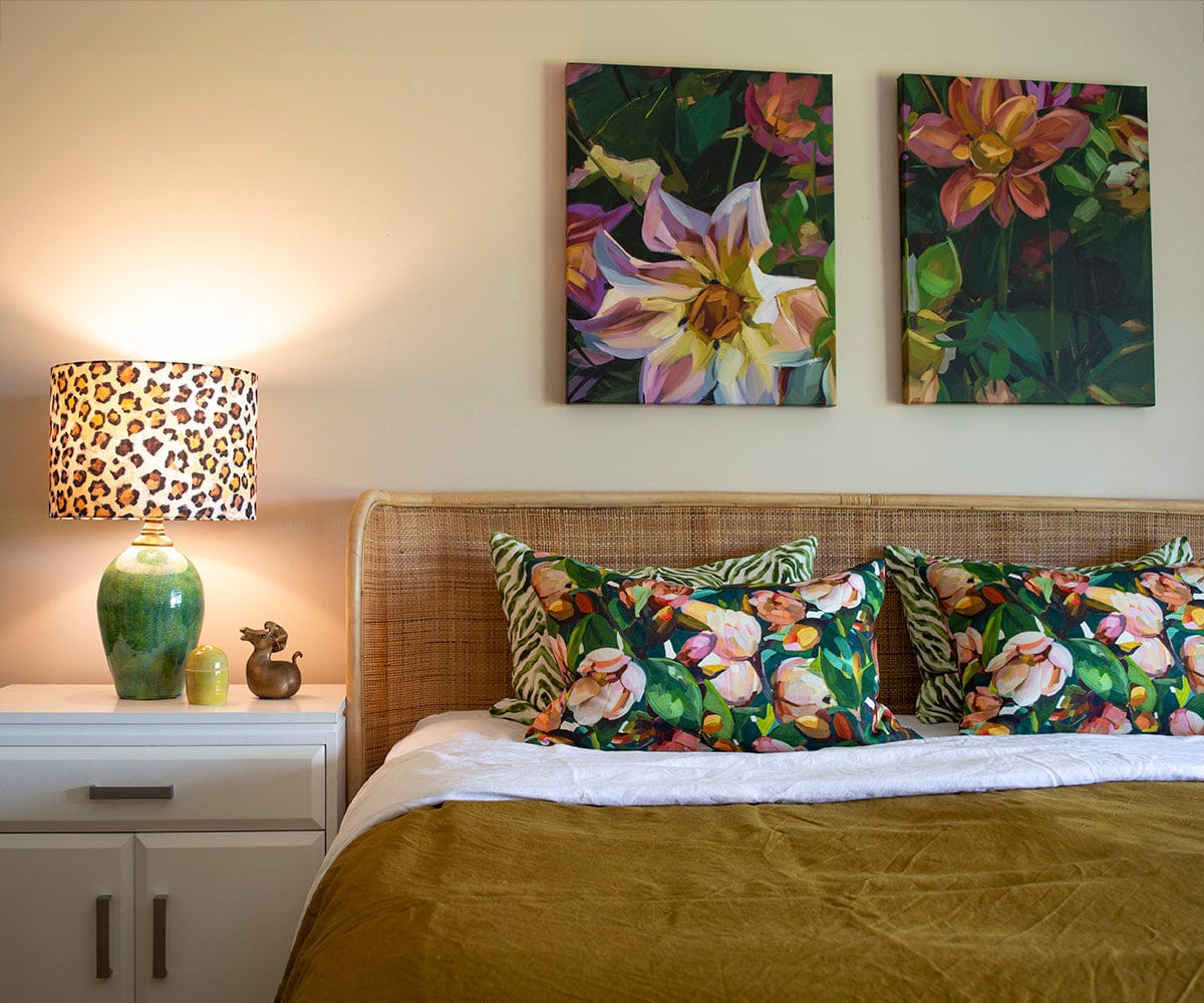 Magnolia Orange and Green Pillow Cover Bowerbird Collections