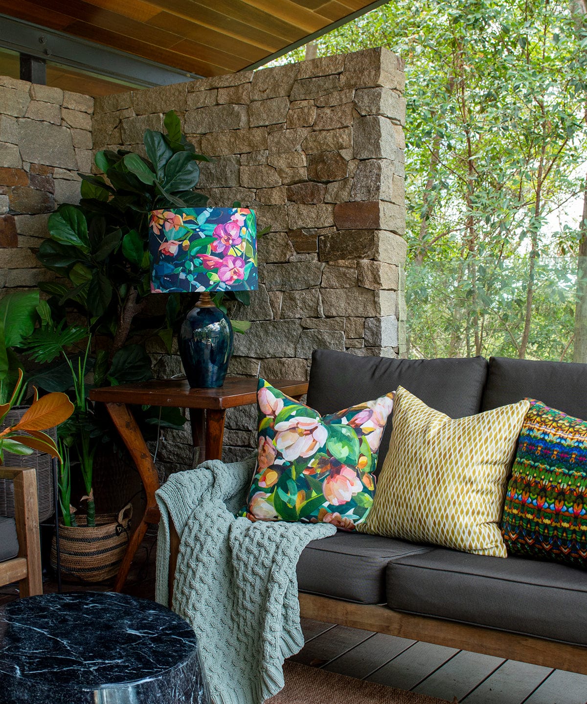 Magnolia Orange and Green Cushion Cover Bowerbird Collections