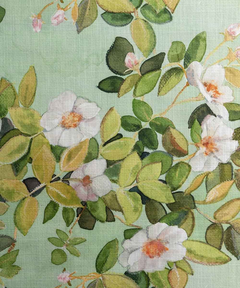 Rose Spring Fabric – Fresh Botanical Linen by the Metre | Bowerbird Collections