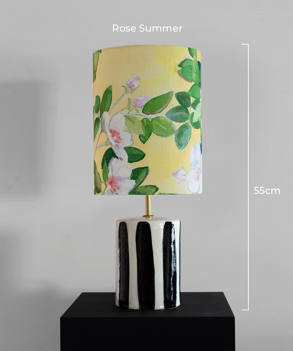 Handcrafted Black & White Stripe Glow Ceramic Lamp Base