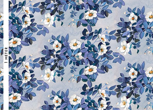 Rose Winter Fabric – Classic Blue and White Linen by the Metre | Bowerbird Collections