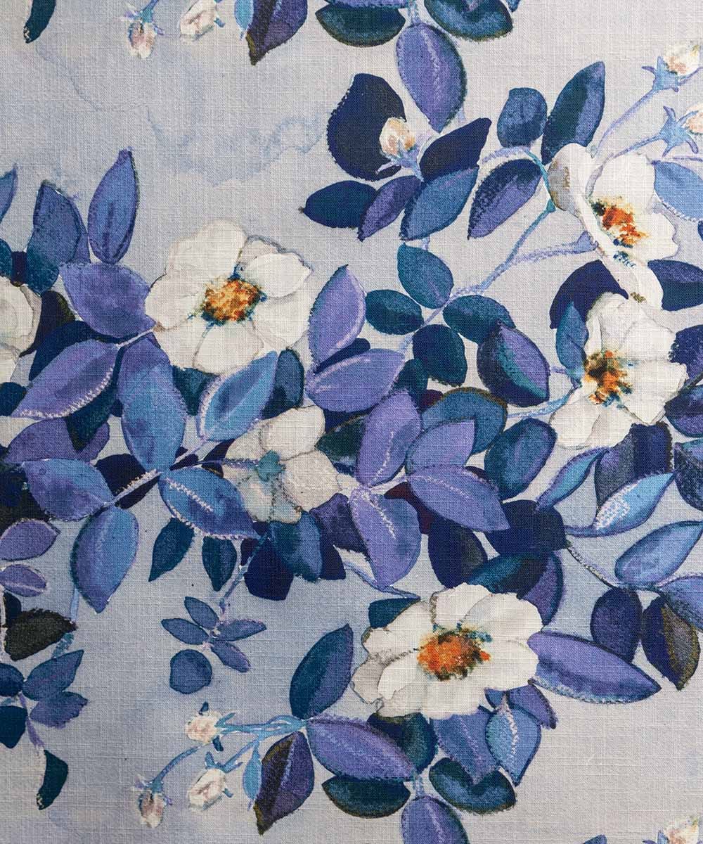 Rose Winter Fabric – Classic Blue and White Linen by the Metre | Bowerbird Collections