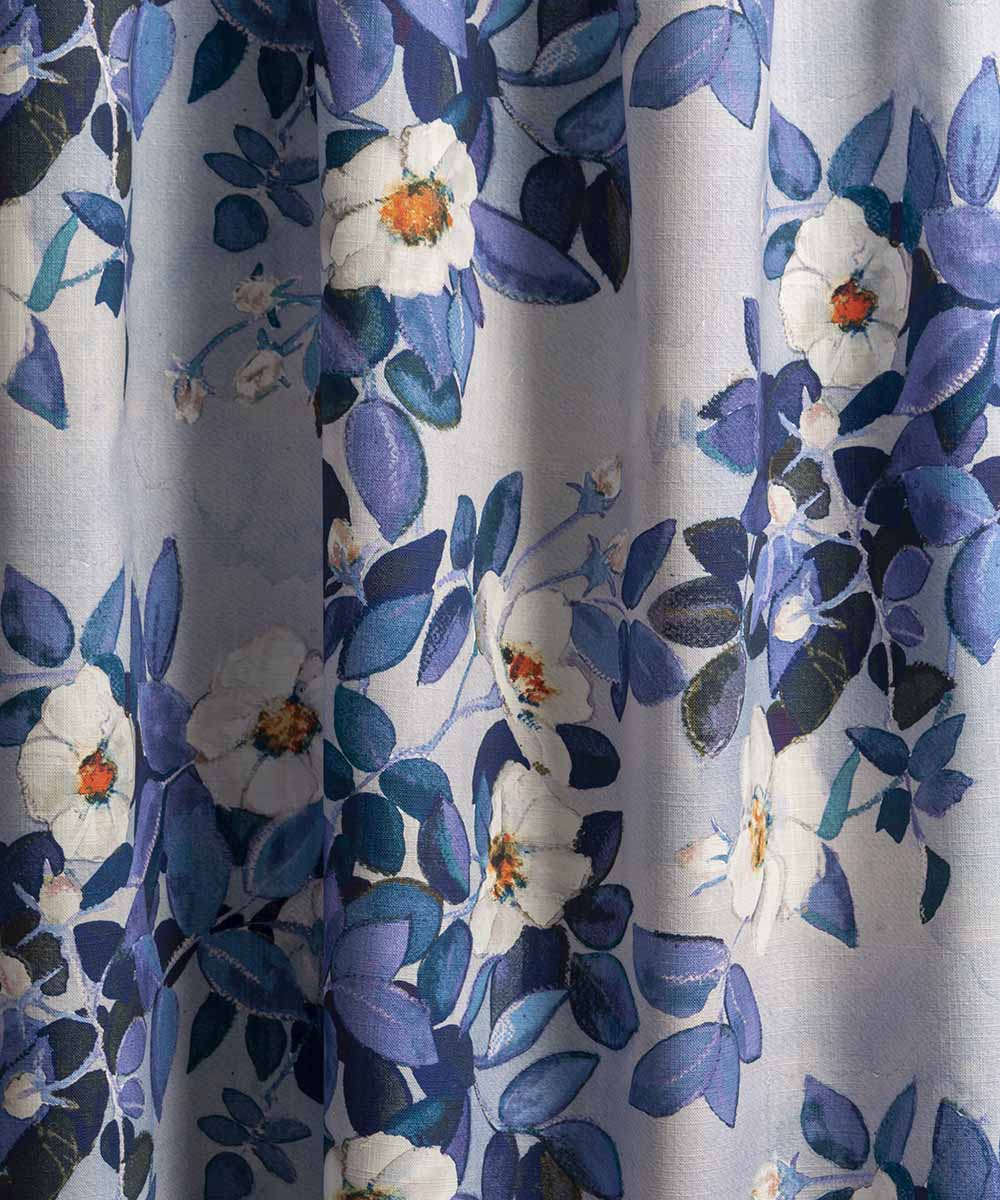 Rose Winter Fabric – Classic Blue and White Linen by the Metre | Bowerbird Collections
