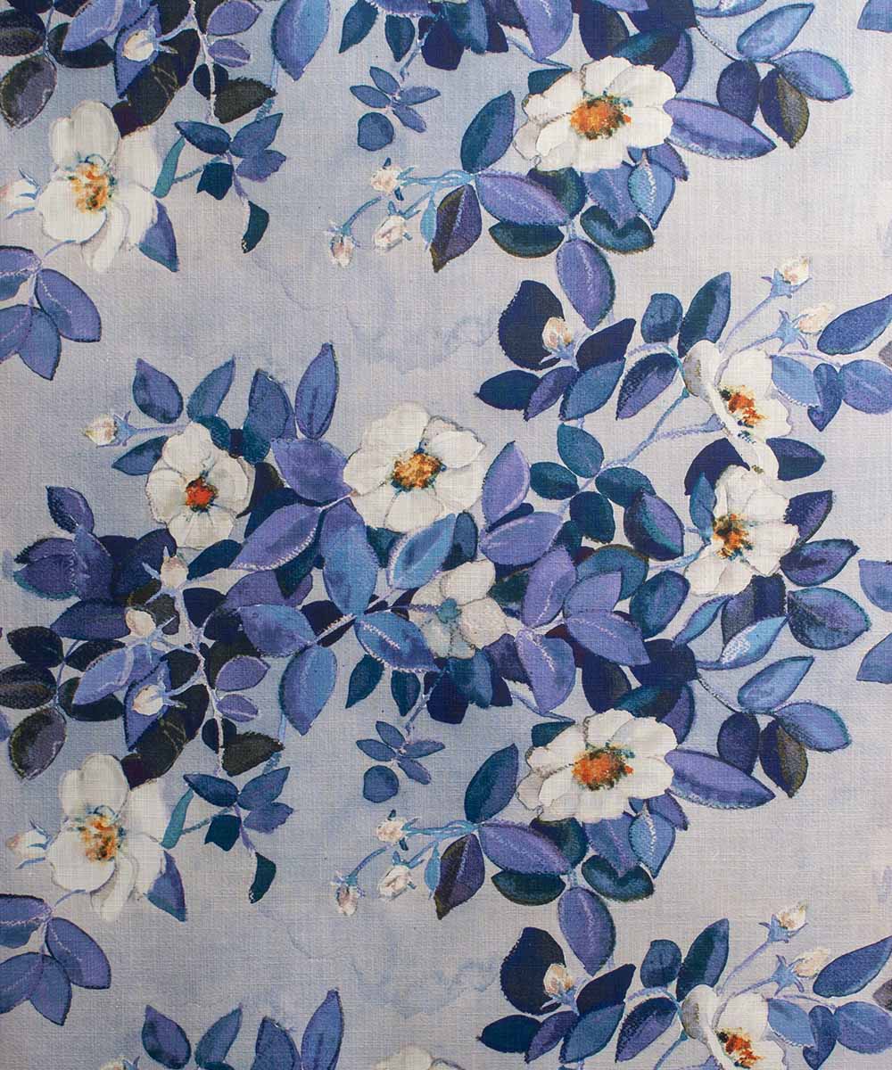 Rose Winter Fabric – Classic Blue and White Linen by the Metre | Bowerbird Collections