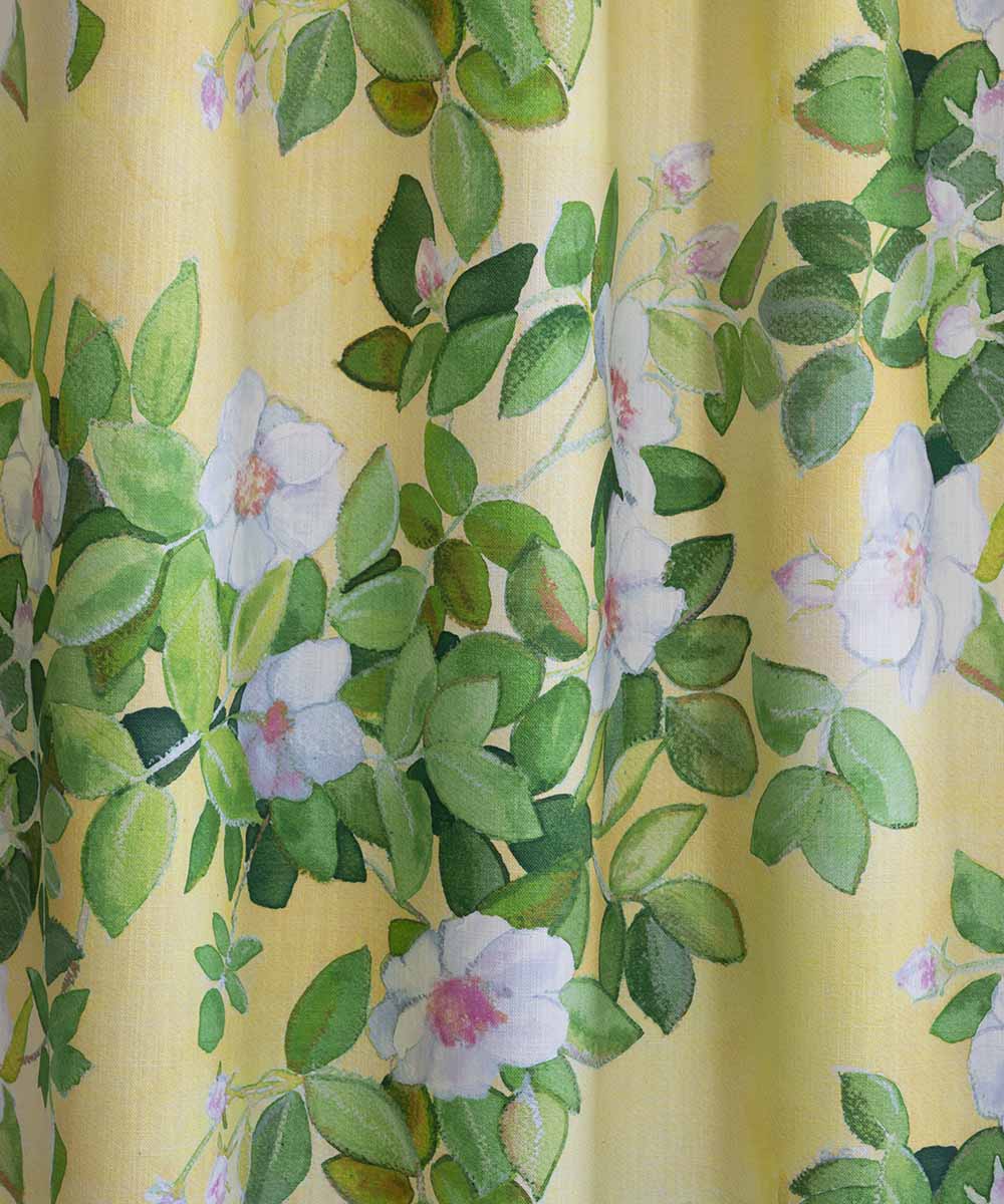 Rose Summer Fabric – Buttercup Yellow Floral Linen by the Metre | Bowerbird Collections