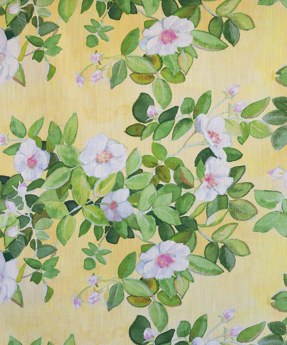 Rose Summer Fabric – Buttercup Yellow Floral Linen by the Metre | Bowerbird Collections
