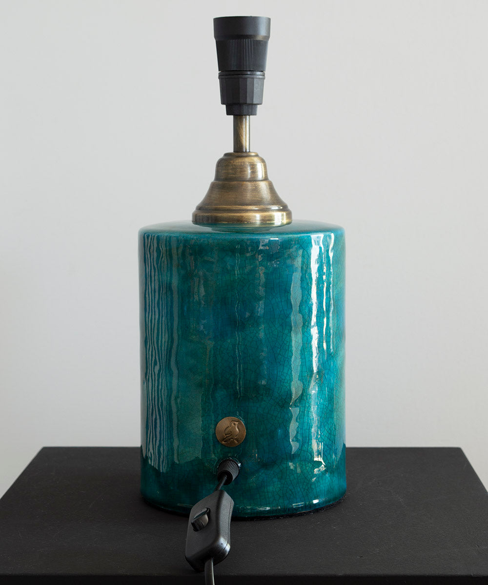 Handcrafted Teal Glow Ceramic Lamp Base