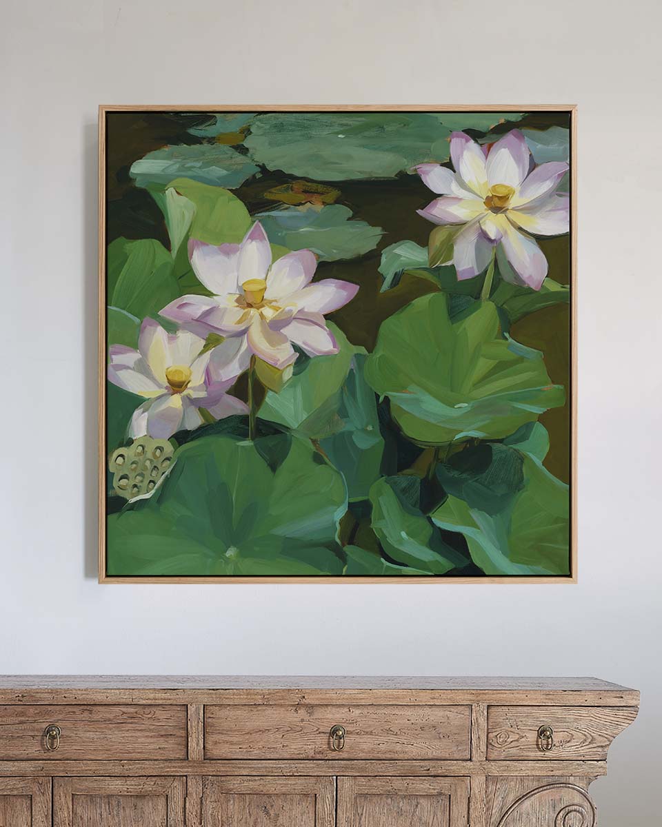 Tranquility Fine Art Print on Canvas - Square - Lotus Flower Wall Art | Bowerbird Collections