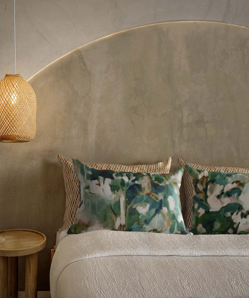 Arbre Teal Pillow Cover 100% Linen | Bowerbird Collections