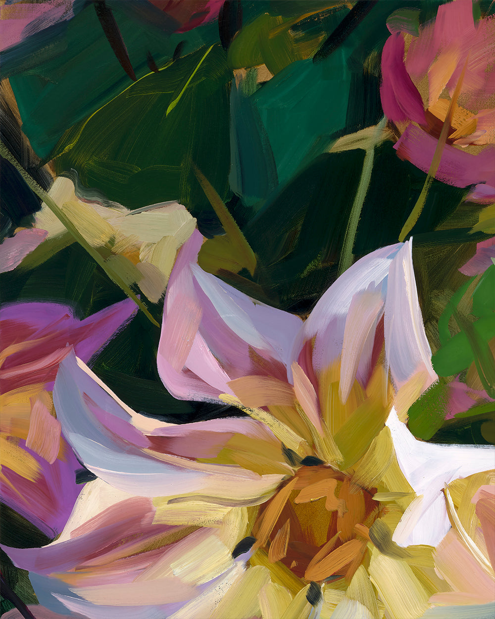 Dahlias Fine Art Print on Canvas