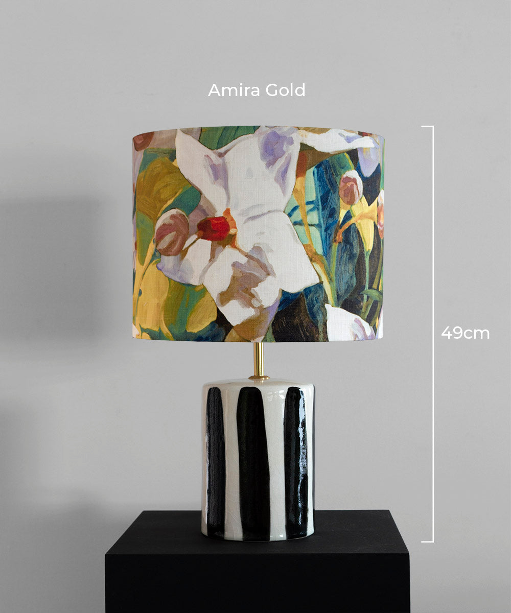 Handcrafted Black & White Stripe Glow Ceramic Lamp Base