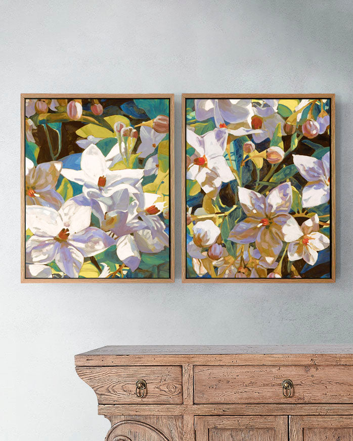 Amira Gold Fine Art Print on Canvas – Rectangular Duo - Botanical Artwork | Bowerbird Collections
