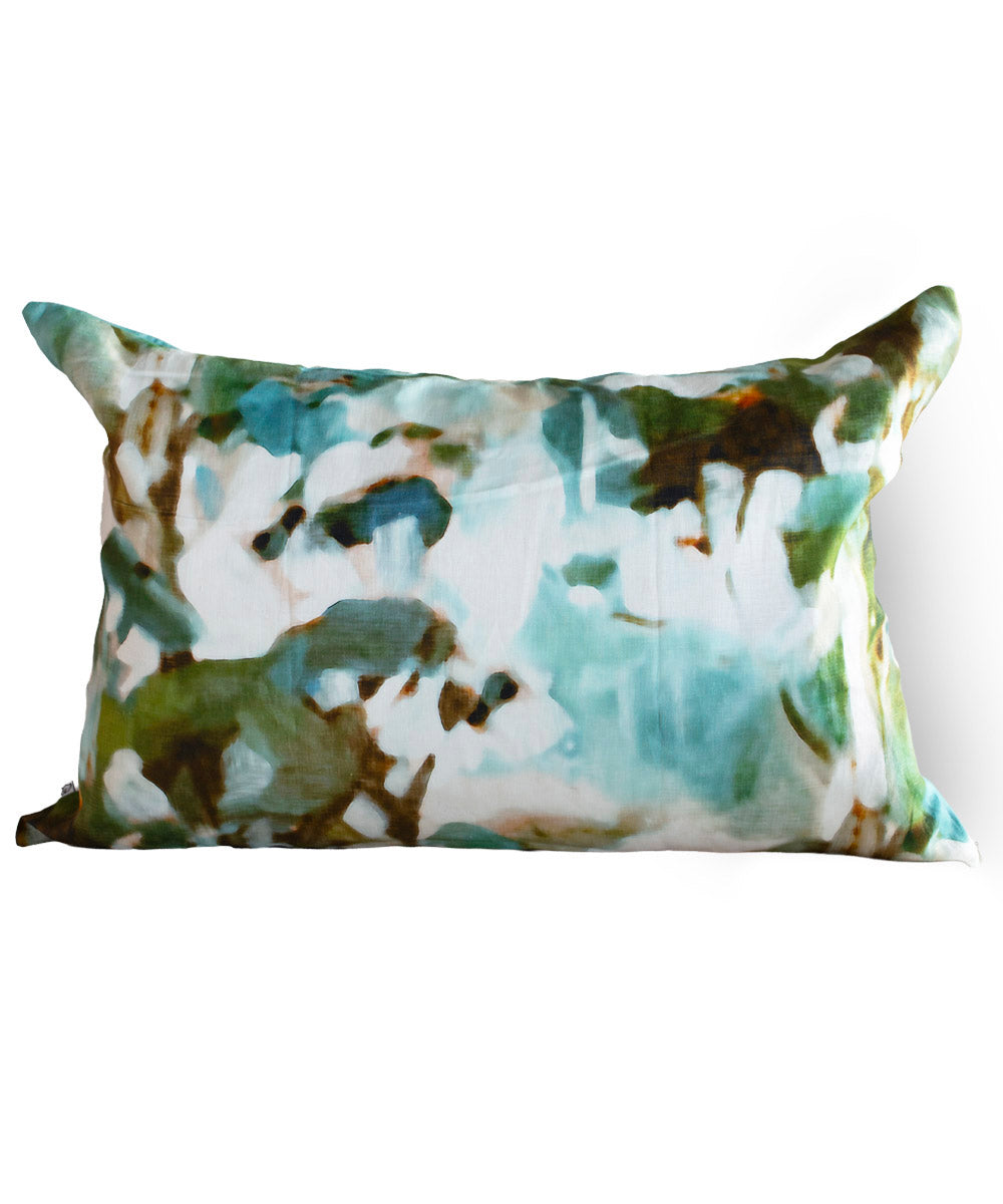 Arbre Aqua Pillow Cover 100% Linen | Bowerbird Collections