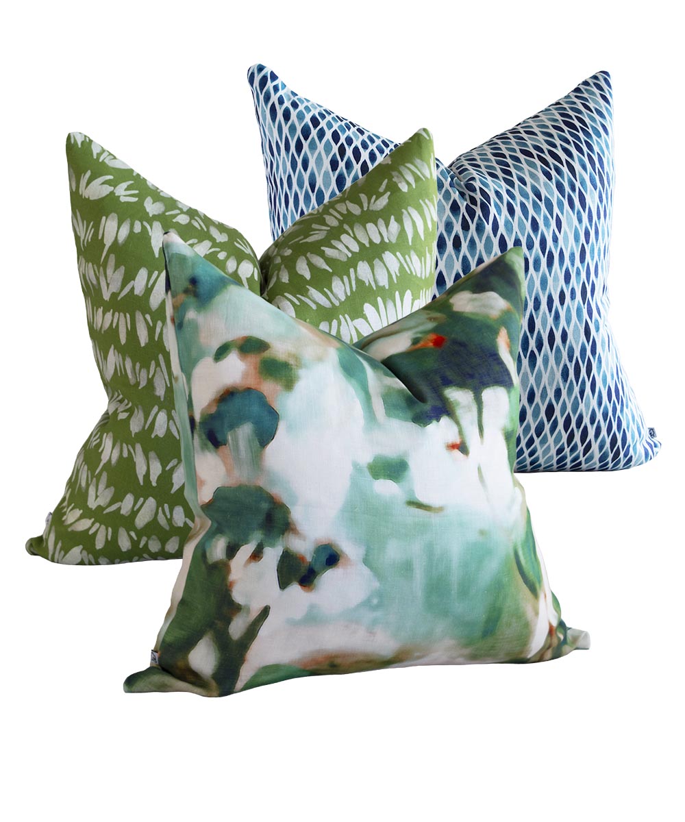 Arbre Teal Linen Cushion Cover
