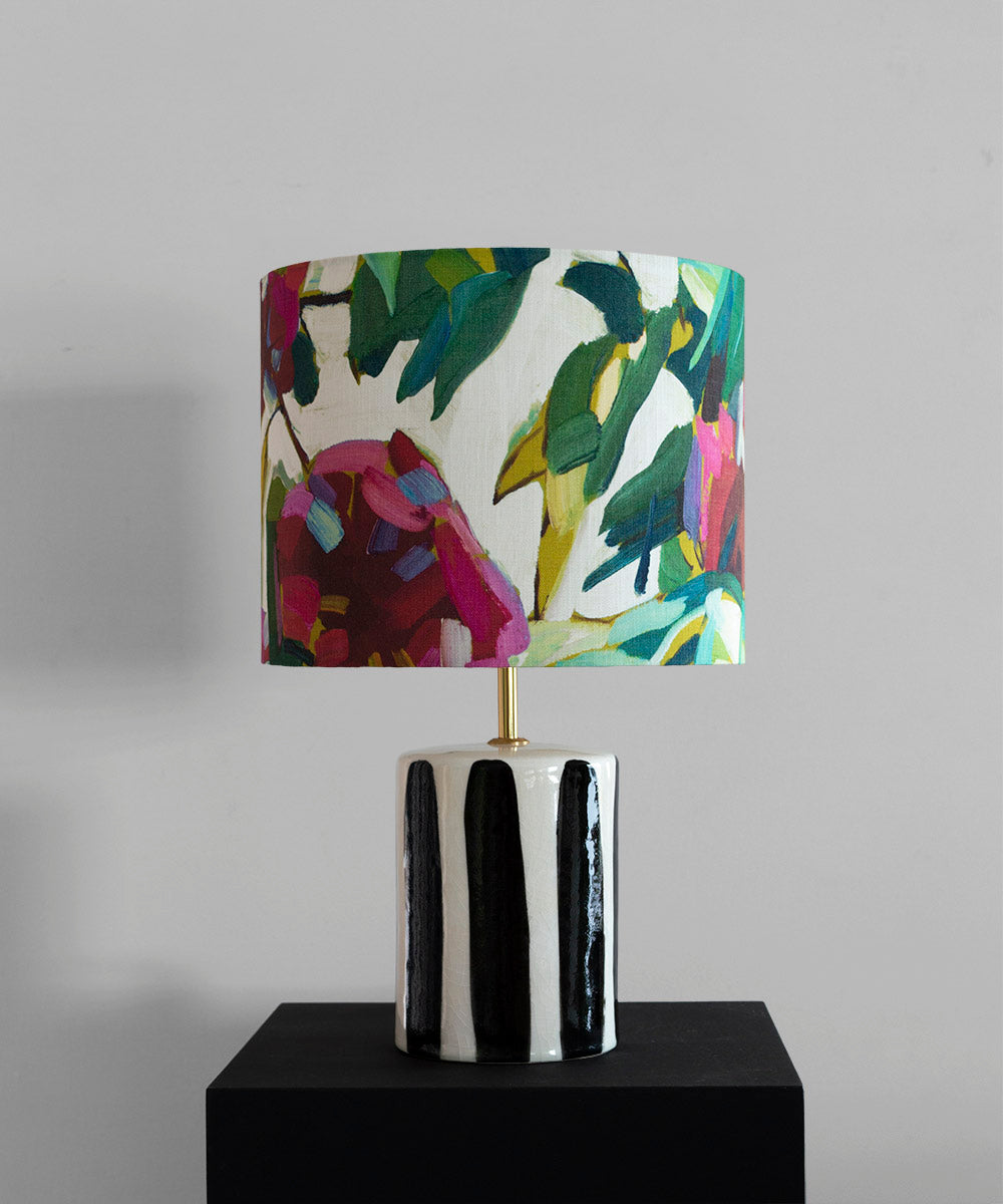 Handcrafted Black & White Stripe Glow Ceramic Lamp Base