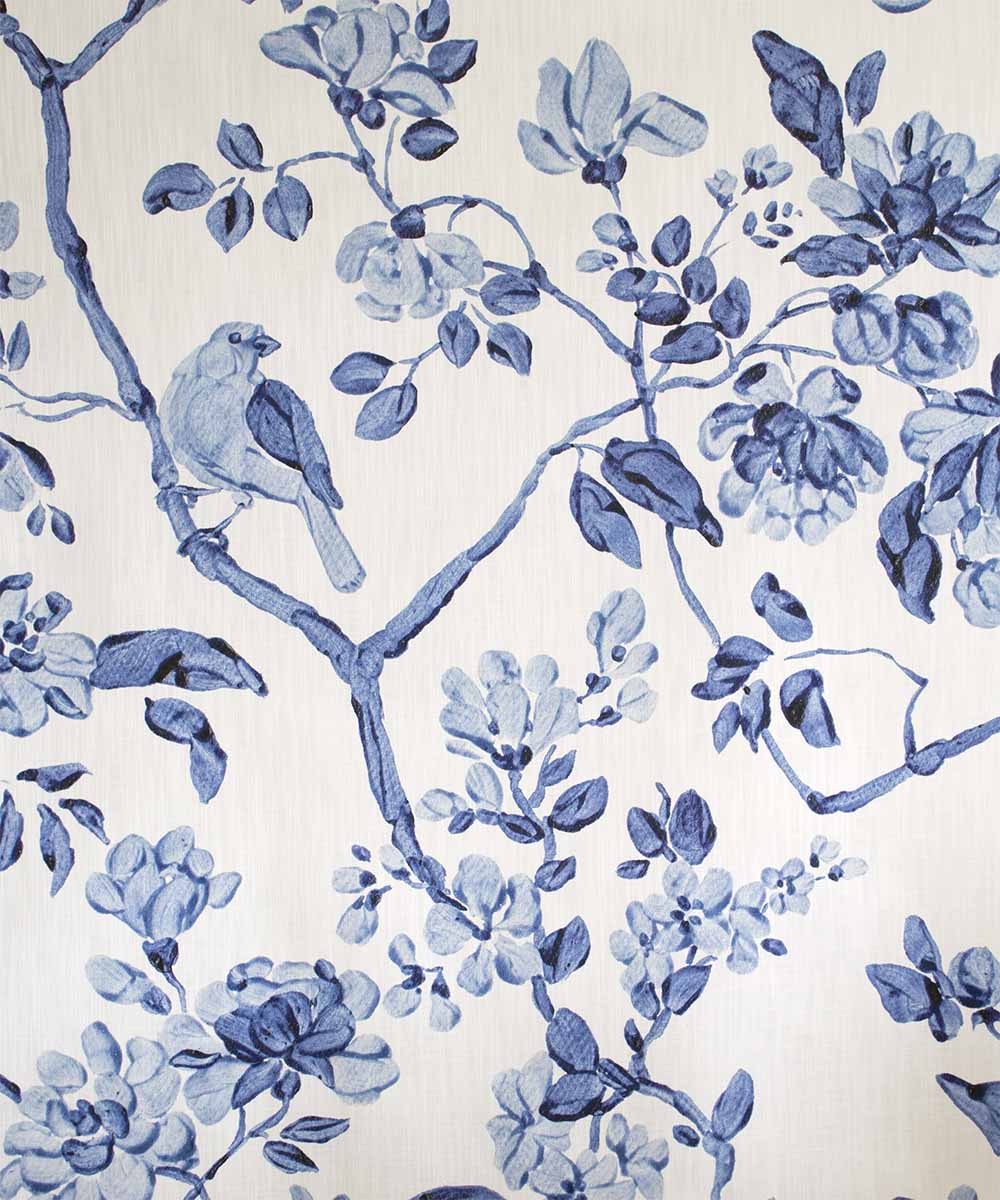 Chinoiserie Pale Blue Fabric – Classic Botanical Linen | Bowerbird Collections