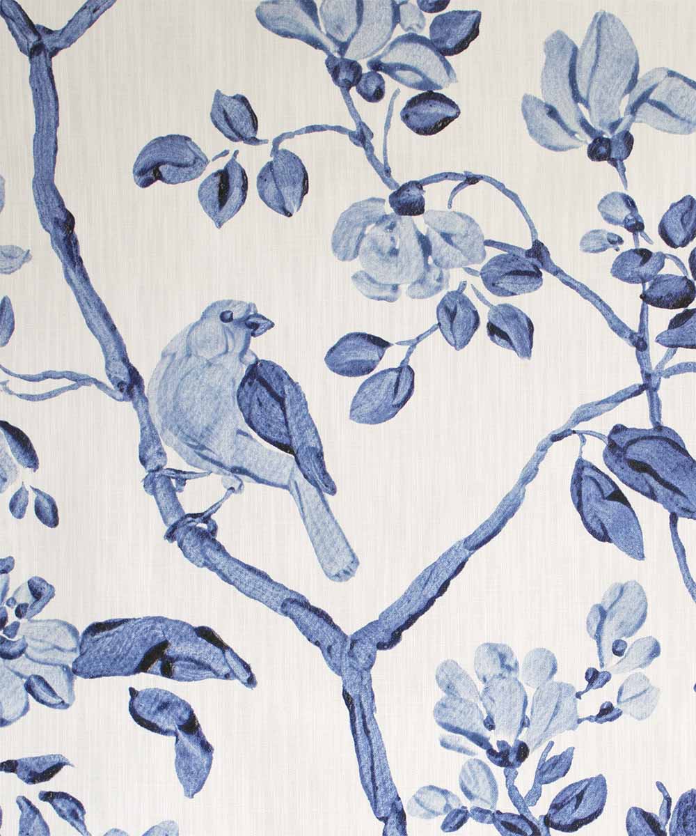 Chinoiserie Pale Blue Fabric – Classic Botanical Linen | Bowerbird Collections