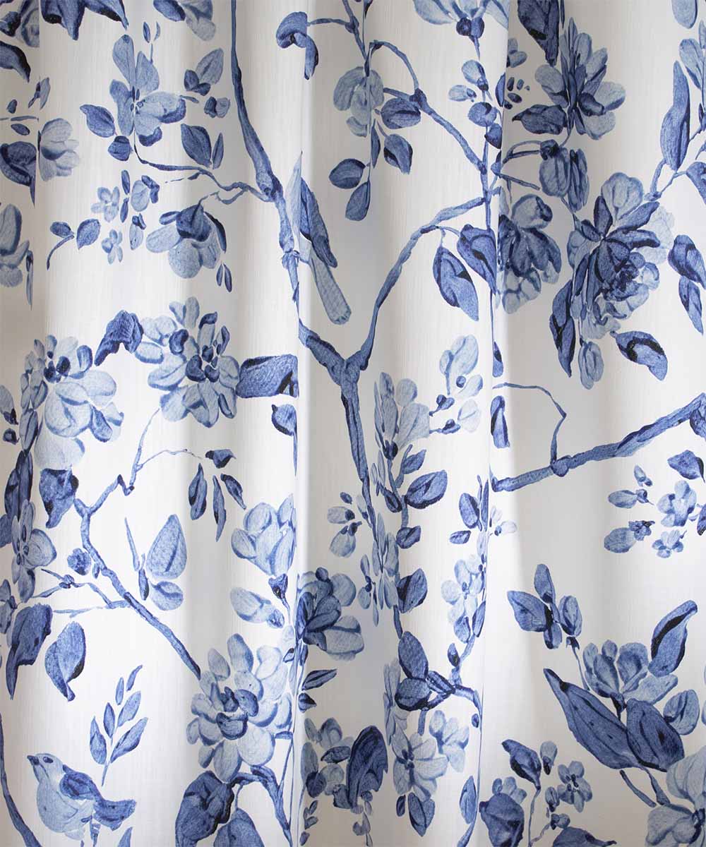 Chinoiserie Pale Blue Fabric – Classic Botanical Linen | Bowerbird Collections