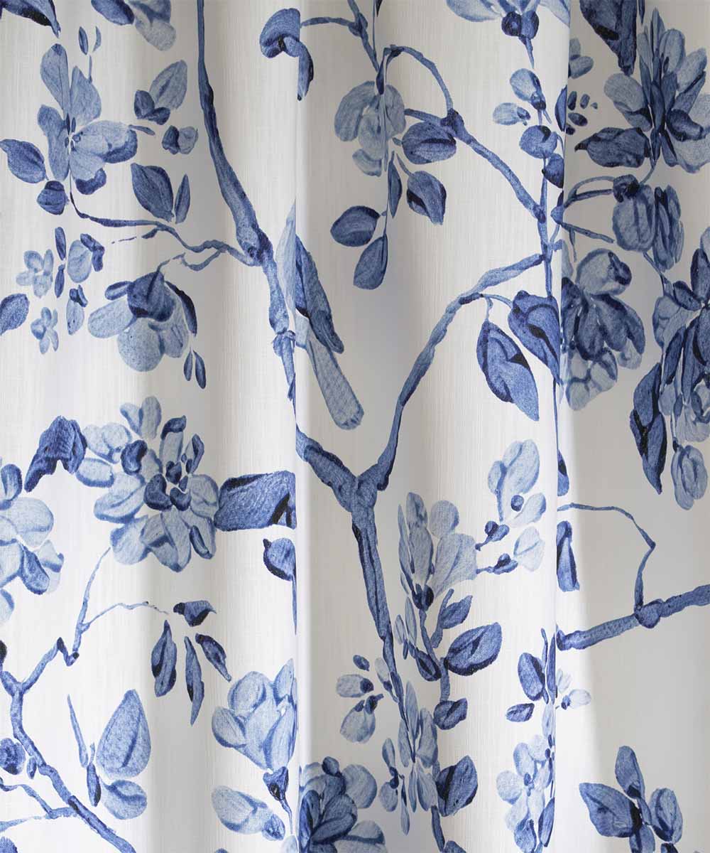 Chinoiserie Pale Blue Fabric – Classic Botanical Linen | Bowerbird Collections