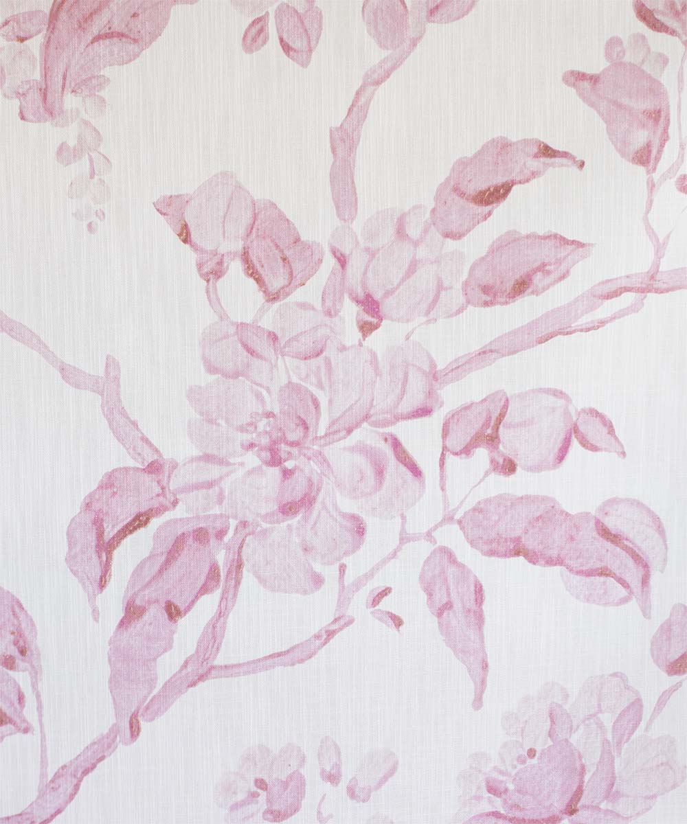 Chinoiserie Pale Pink Fabric – Feminine Botanical Linen | Bowerbird Collections