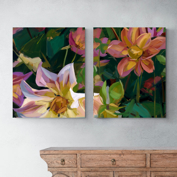 Dahlias Fine Art Print on Canvas