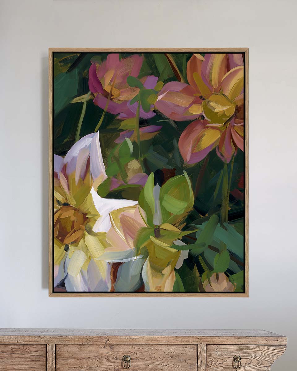 Dahlias Fine Art Print on Canvas - Rectangular - Bold Botanical Wall Art | Bowerbird Collections
