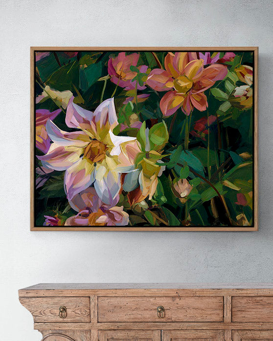 Dahlias Fine Art Print on Canvas - Rectangular - Bold Botanical Wall Art | Bowerbird Collections