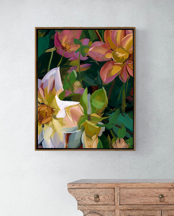 Dahlias Fine Art Print on Canvas