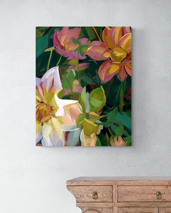 Dahlias Fine Art Print on Canvas - Rectangular - Bold Botanical Wall Art | Bowerbird Collections